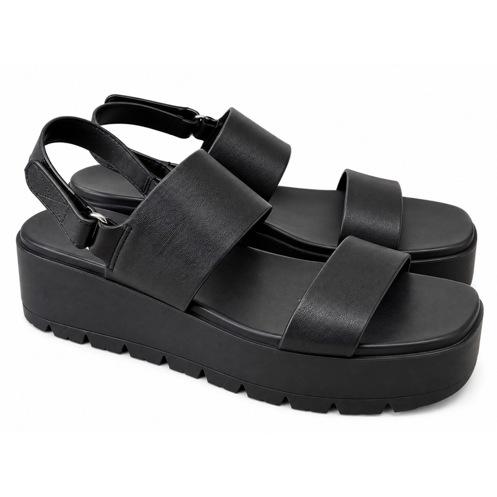 NEW Aldo Thalita Black Platform Sandals Lug Sole Slingback WMS 8M